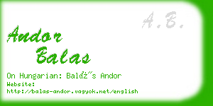 andor balas business card